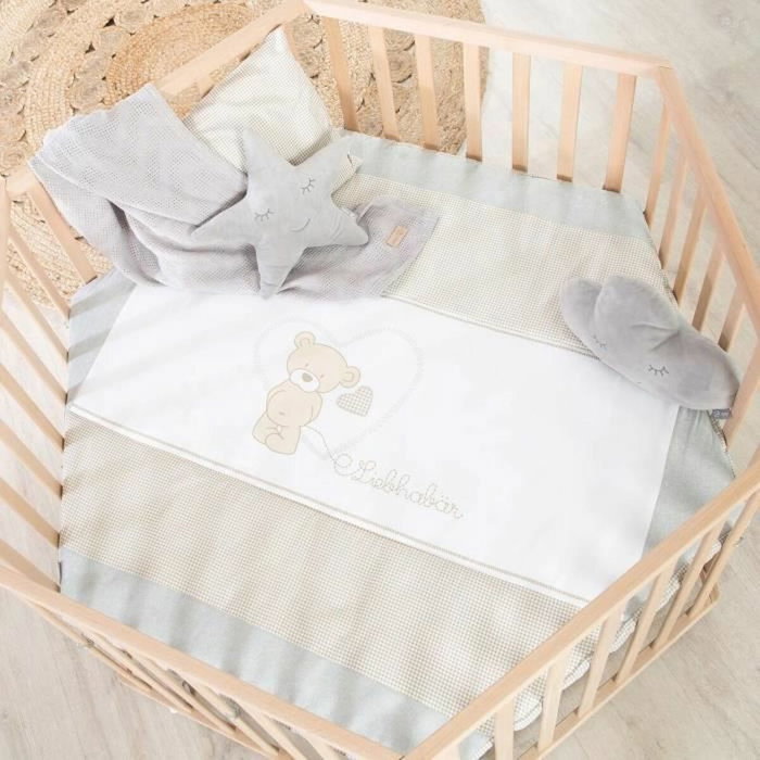 Roba Parc bébé hexagonal Liebhabear - Bois Naturel - Motif Ourson Roba Parc bébé hexagonal Liebhabear - Bois Naturel - Motif Ourson