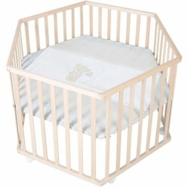 Roba Parc bébé hexagonal Liebhabear - Bois Naturel - Motif Ourson