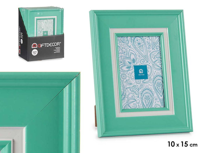 Giftdecor Porte-photos 10x15 cm Menthe en Plastique et Verre 18x23 cm (Set de 24) Giftdecor Porte-photos 10x15 cm Menthe en Plastique et Verre 18x23 cm (Set de 24)