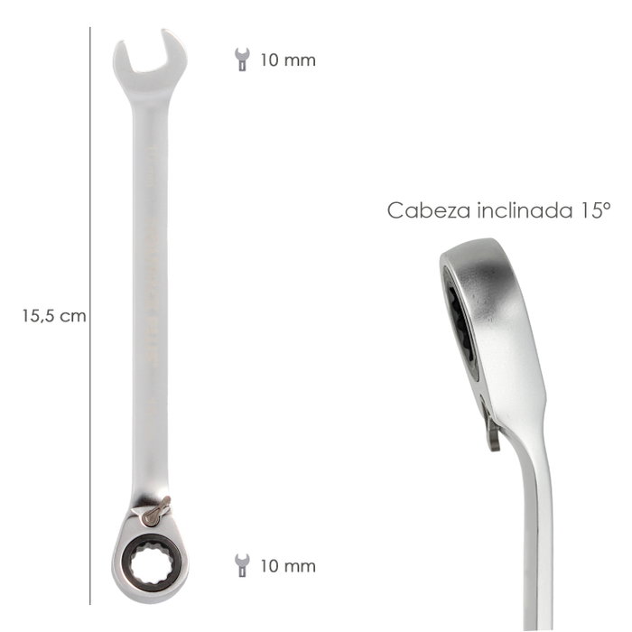 WOLFPACK LINEA PROFESIONAL Clé combinée avec cliquet 10 mm WOLFPACK LINEA PROFESIONAL Clé combinée avec cliquet 10 mm