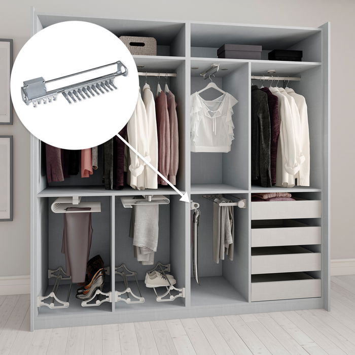 Emuca Porte-cravates latéral extractible Self, Peint en aluminium, Acier et Plastique