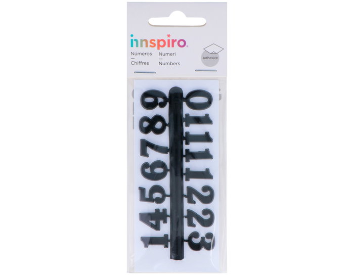 Innspiro Chiffres Arabes Adhésifs en Plastique Noir 15mm Innspiro Chiffres Arabes Adhésifs en Plastique Noir 15mm