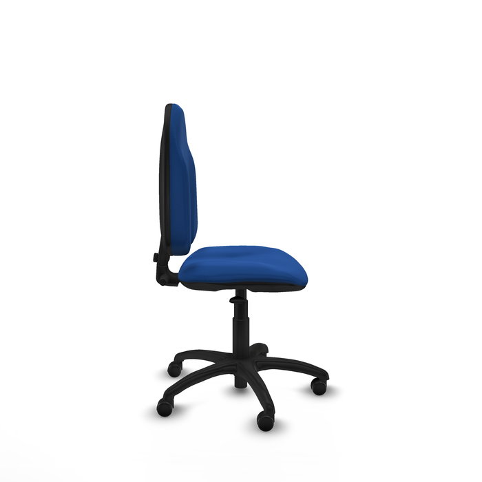 Chaise Algarra Contact permament de base Cuir écologique Bleu Structure polyamide noire Sans accoudoirs Sans appui-tête Roulettes autofreinées