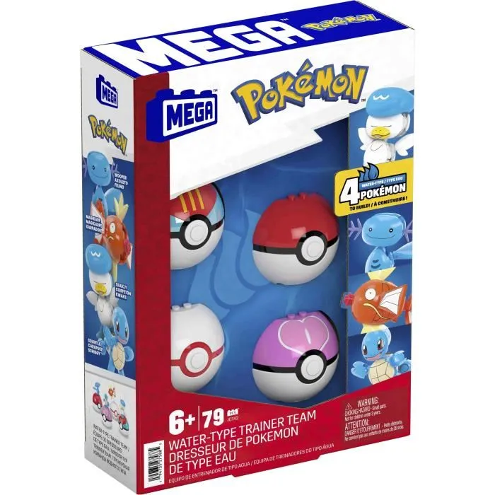 Mega JCT42 Pokemon de Agua Figurines à assembler avec 4 Pokeballs pour enfants dès 6 ans