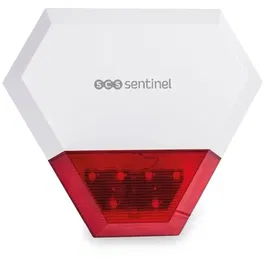 Scs Sentinel Sirene exterieure filaire additionnelle SENTINEL KitAlarm - Portee 80m - Alerte sonore et lumineuse 100 dB - Alimentation 12V DC avec batterie de secours