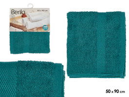 Berilo Serviette Unie 50 x 90 cm Bleu Pétrole 80% Coton 20% Polyester 400 g (Set de 24)