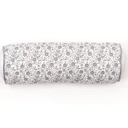 Today Coussin Polochon - Gamme Charme - Imprimé Craie Capucine avec Piping Rond et Pompons - Housse en Coton Déhoussable - 45 x 15 cm