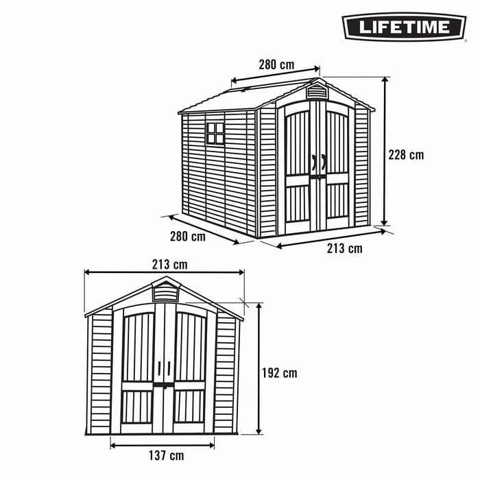 Lifetime Cabane 213 x 228 x 280 cm Gris
