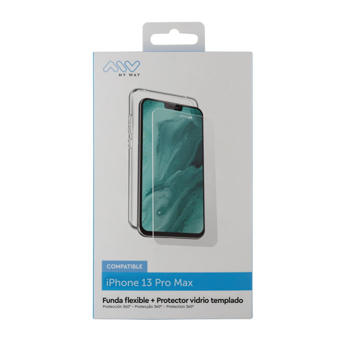 Myway Carcasa iPhone 13 Pro avec Coque TPU Transparente et Protection Écran Verre Trempé 9H Myway Carcasa iPhone 13 Pro avec Coque TPU Transparente et Protection Écran Verre Trempé 9H