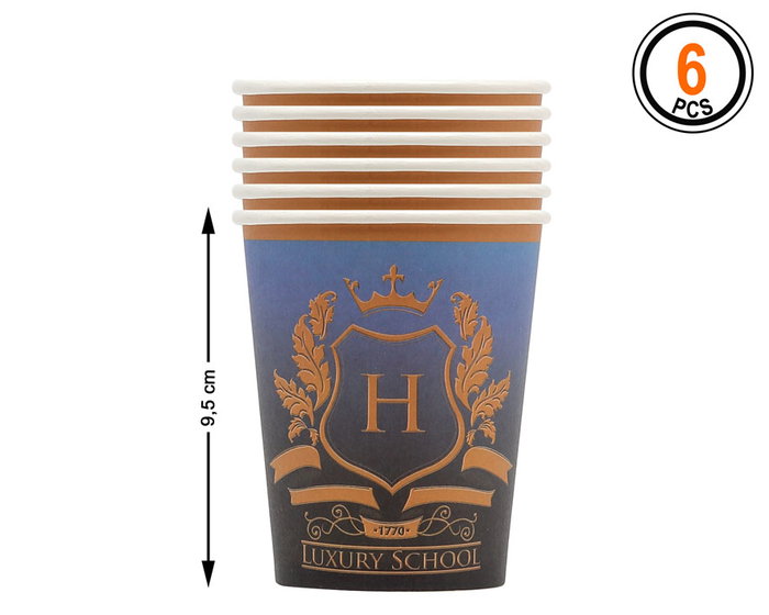 Vasos De Cartón 6 Unités, 9,5 cm - Escudo Mágique, Pour Fêtes Thème École de Sorcellerie, Anniversaires, Décoration Vasos De Cartón 6 Unités, 9,5 cm - Escudo Mágique, Pour Fêtes Thème École de Sorcellerie, Anniversaires, Décoration