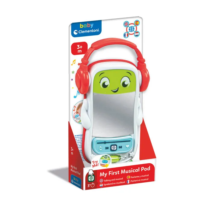 CLEMENTONI Musical Pod - Mon premier téléphone parlant et musical, éveil musical bébé avec 12 mélodies, jouet d'éveil