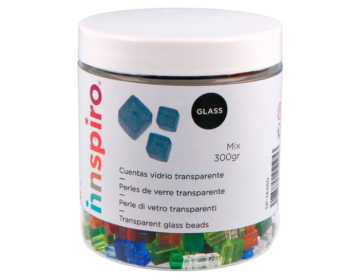Innspiro Mélange de perles en verre cube transparent 4-6-8mm 300g