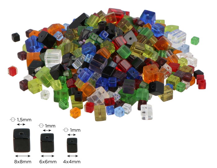 Innspiro Mélange de perles en verre cube transparent 4-6-8mm 300g