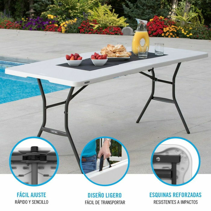 Table Piable Lifetime Blanc Rectangulaire Acier Plastique 185 x 76 x 74 cm