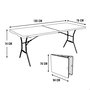 Color Baby Lifetime Table rectangulaire pliante de 185 x 76 x 74 cm, portative en mallette, en plastique et acier