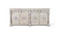 GINER Y COLOMER Buffet en bois de manguier avec 4 tiroirs et 4 portes, finition blanc vieilli - L.225 x H.100 cm