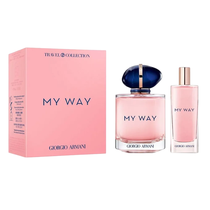 Giorgio Armani - Set Coffret Parfum My Way Eau de Parfum pour Femme avec flacon 90 ml et flacon voyage 15 ml Giorgio Armani - Set Coffret Parfum My Way Eau de Parfum pour Femme avec flacon 90 ml et flacon voyage 15 ml