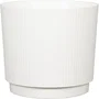 Garden Id - Cache-pot rond Lino - Ø 25 cm, 7 L, H 22 cm - Blanc