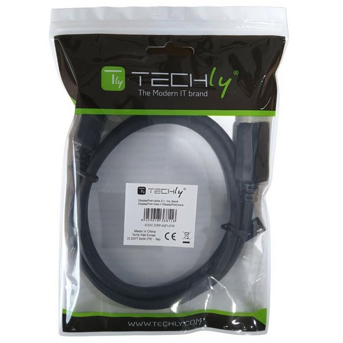Techly Câble DisplayPort 2.1 Mâle-Mâle 4K 120 Hz HDR10+ Audio-Vidéo 1 m Noir Techly Câble DisplayPort 2.1 Mâle-Mâle 4K 120 Hz HDR10+ Audio-Vidéo 1 m Noir