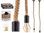 Giftdecor Suspension Corde Naturelle Marron 9,5x103x9,5 cm avec Douille E27 (Set de 12)