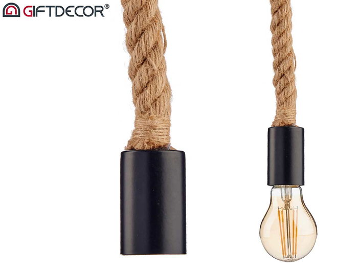 Giftdecor Suspension Corde Naturelle Marron 9,5x103x9,5 cm avec Douille E27 (Set de 12) Giftdecor Suspension Corde Naturelle Marron 9,5x103x9,5 cm avec Douille E27 (Set de 12)