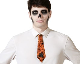Cravate orange avec motifs d'araignées Halloween pour homme adulte