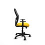 Chaise Alocén Synchro 3 positions cuir écologique Jaune Maille Noir Structure polyamide noire Accoudoir 1D Sans appui-tête Roulettes en nylon 50 mm