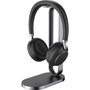 Yealink BH76 Casque audio sans fil pour appels et musique, réduction de bruit ANC, micro à boom rétractable, USB-A, Bluetooth, station de charge, Noir - Prise UK