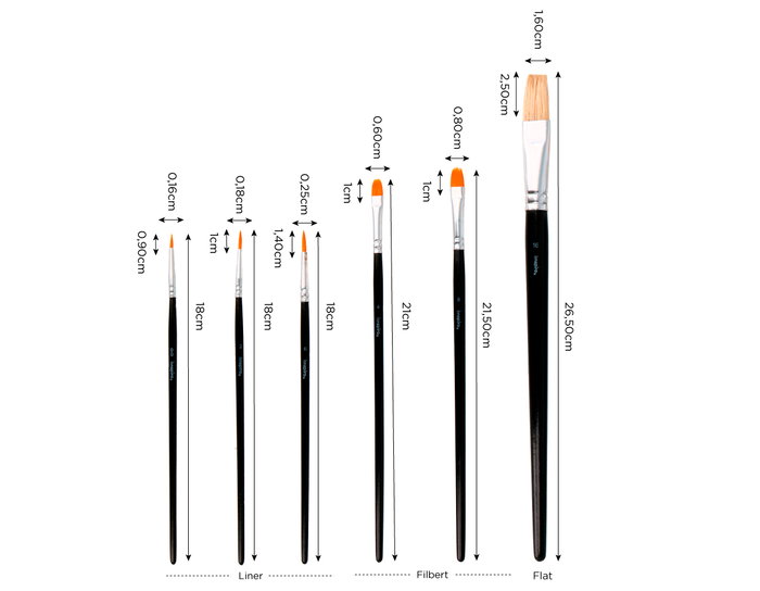 Innspiro Set de 6 pinceaux variés en poils synthétiques et soies Innspiro Set de 6 pinceaux variés en poils synthétiques et soies