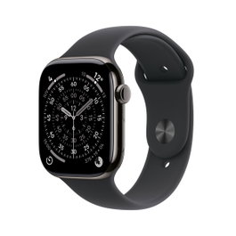 Apple Watch Series 11 GPS + Cellular 46mm Titane Ardoise et Bracelet Sport Noir M/L