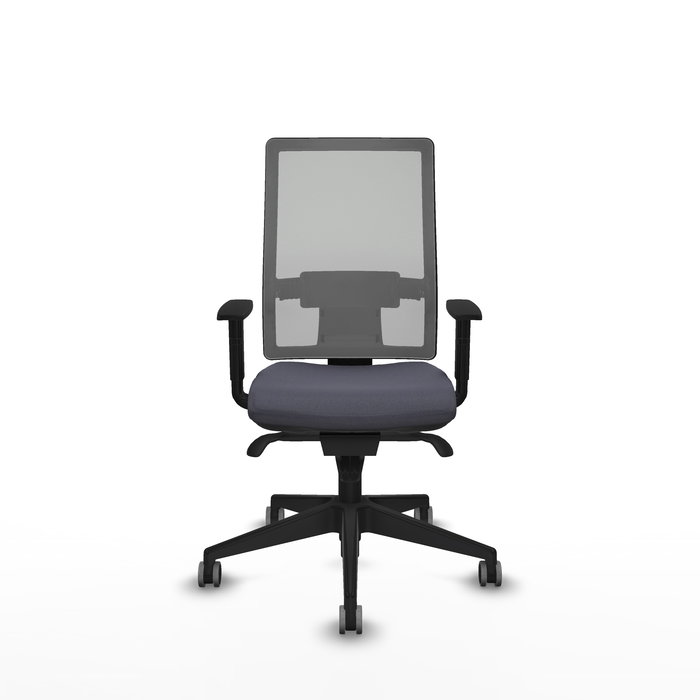 Chaise Horna Synchro 5 positions tissu Gris foncé Maille Gris Base pyramidale noire Accoudoir 1D Sans appui-tête Roulettes 65mm pour moquette