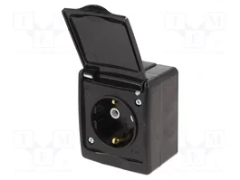 PAWBOL Socle d'alimentation Schuko noir 2P+PE IP44