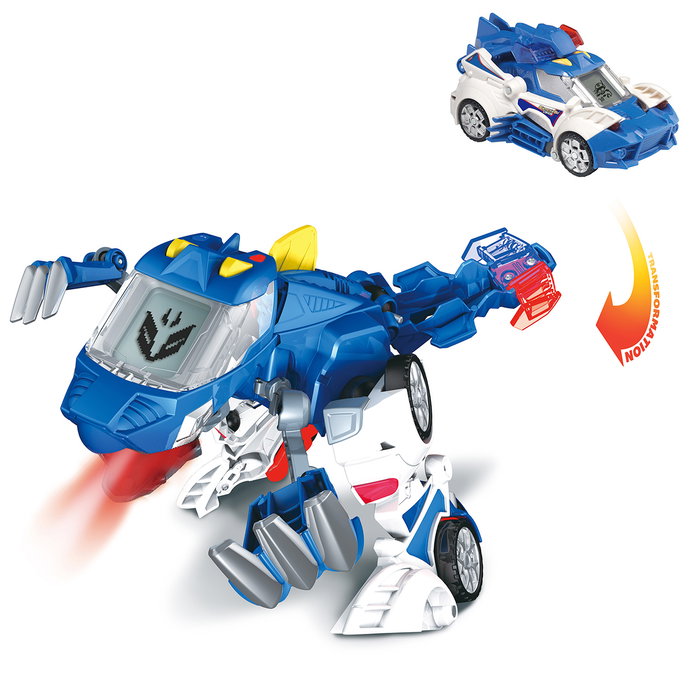 V-Tech Switch&Go Dinos Patrulla El Tericinosaurio 80-195022 - Voiture de police qui se transforme en dinosaure (Jeu en espagnol)