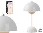Giftdecor Lampe Champignon Blanche 1.5W avec Batterie Lithium et 3 Couleurs 16x30x16 cm (Set de 4)