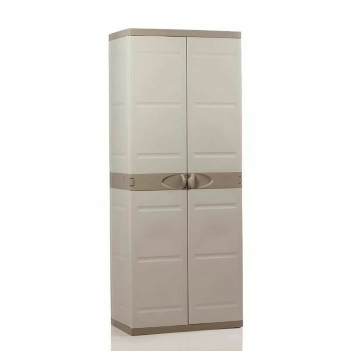 Plastiken Armoire de rangement TITANIUM 2 portes Beige et Taupe Plastiken Armoire de rangement TITANIUM 2 portes Beige et Taupe