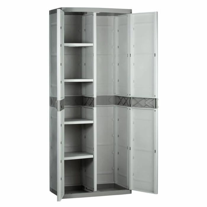 Plastiken Armoire de rangement TITANIUM 2 portes Beige et Taupe Plastiken Armoire de rangement TITANIUM 2 portes Beige et Taupe