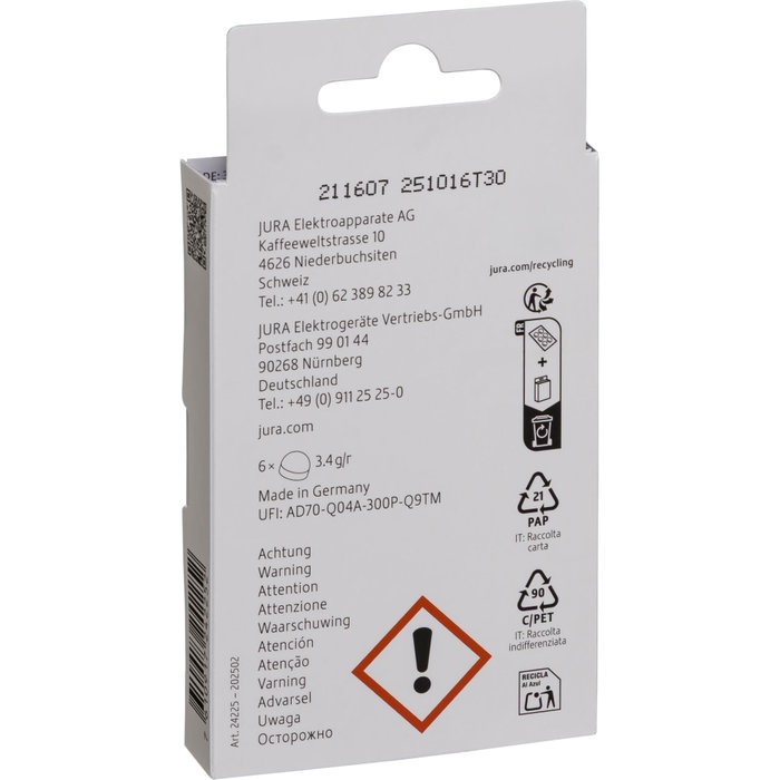 Jura Pastilles de nettoyage 3 Phases pour machine à café automatique - Lot de 6