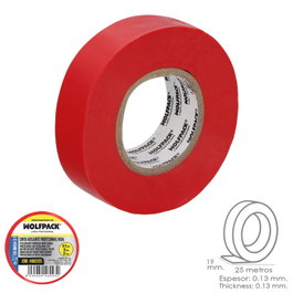 WOLFPACK LINEA PROFESIONAL Ruban isolant professionnel rouge 25m x 50mm