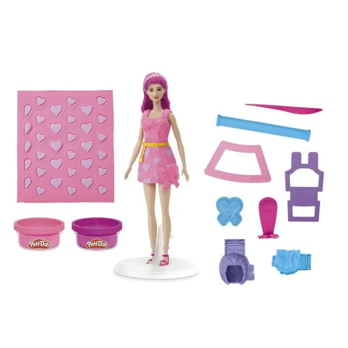Play-Doh Barbie Coffret de Pâte à Modeler Coeurs et Coiffure - Créativité et Imagination pour Enfants Dès 3 Ans