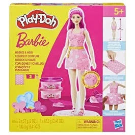 Play-Doh Barbie Coffret de Pâte à Modeler Coeurs et Coiffure - Créativité et Imagination pour Enfants Dès 3 Ans