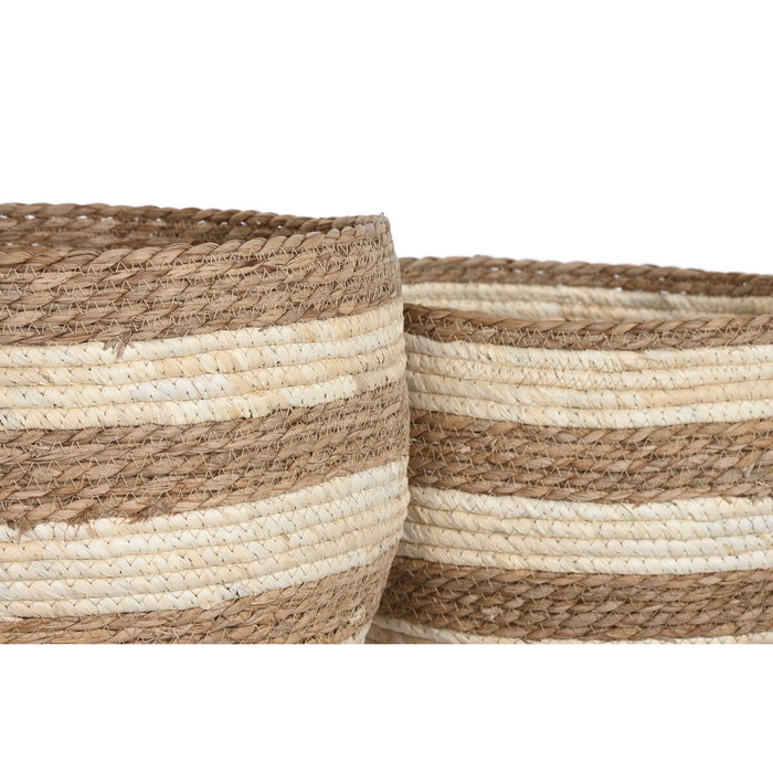 Boîte Décorative Home ESPRIT Crème Naturel Fibre naturelle