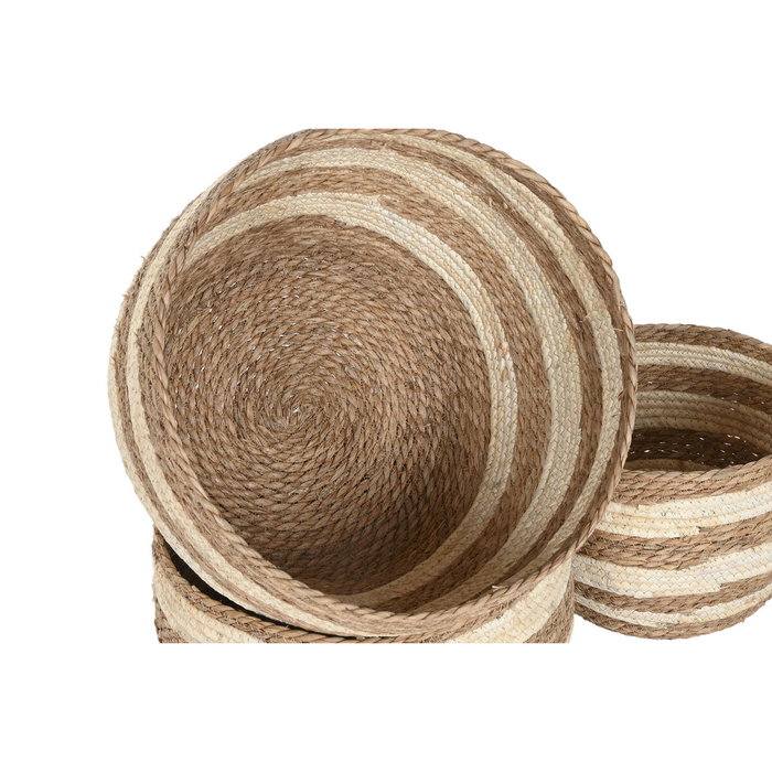 Boîte Décorative Home ESPRIT Crème Naturel Fibre naturelle