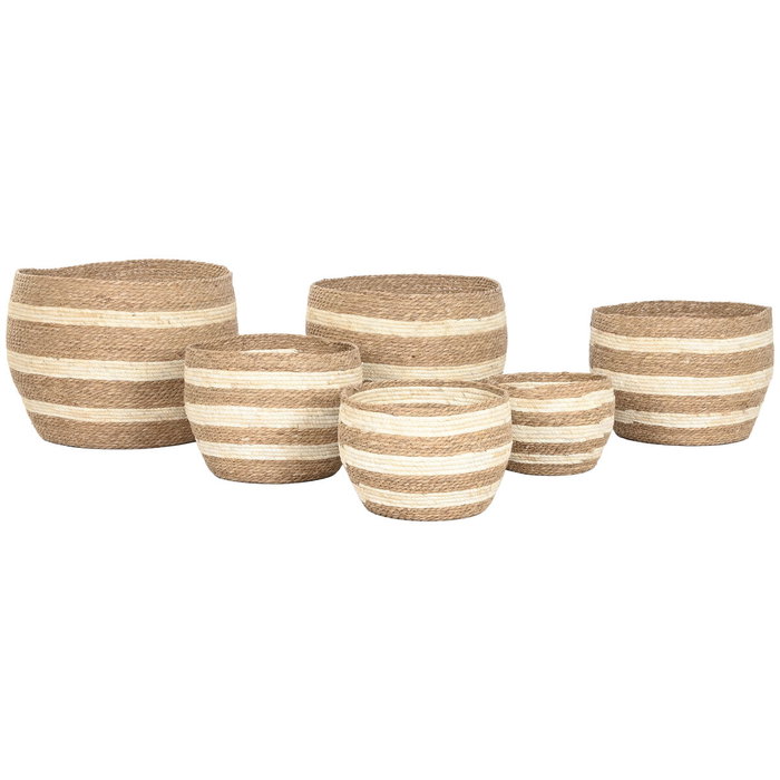 Boîte Décorative Home ESPRIT Crème Naturel Fibre naturelle