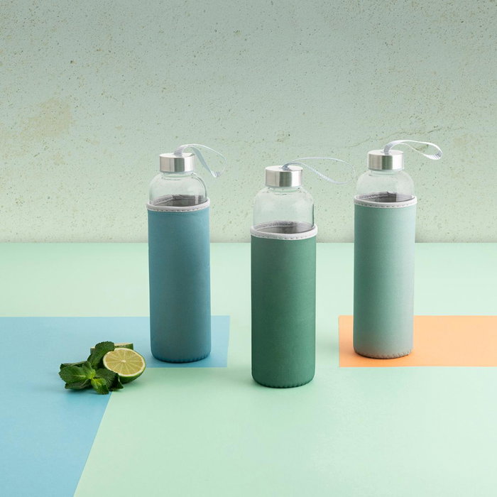 Quid Quidate Bouteille en Verre avec Housse Néoprène, 0.6 L, Beige, Transportable, Bouchon Antifuite Quid Quidate Bouteille en Verre avec Housse Néoprène, 0.6 L, Beige, Transportable, Bouchon Antifuite