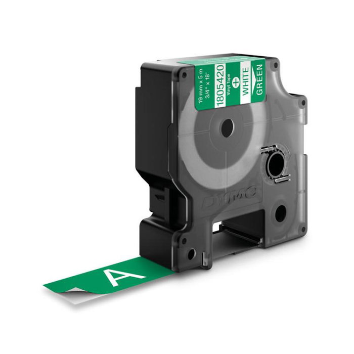 Dymo 1805420 Ruban d'étiquettes vinyle blanc et vert pour étiqueteuse