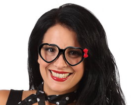 Atosa Lunettes Cœur Noir avec Nœud Rouge Adulte