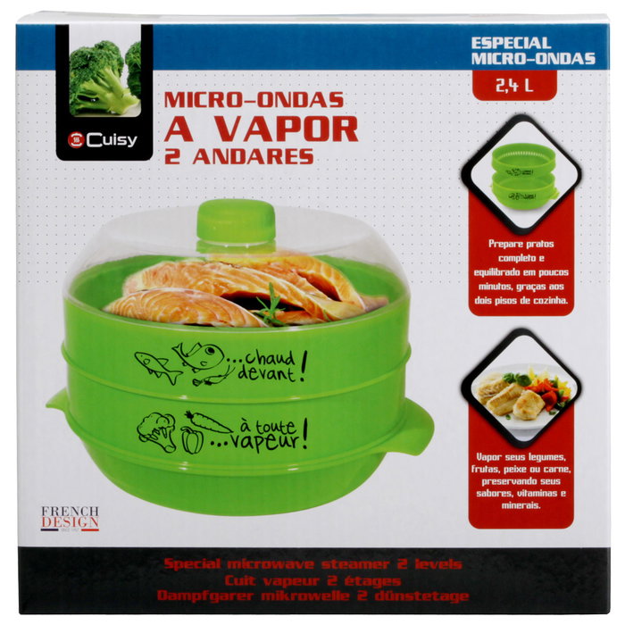 Cuisy Cuiseur vapeur micro-ondes 2 étages 2,4 L