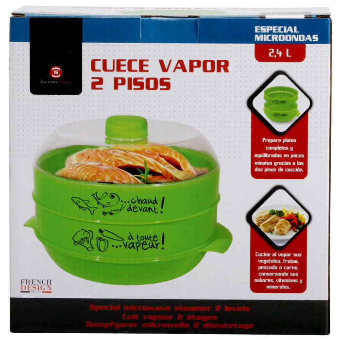 Cuisy Cuiseur vapeur micro-ondes 2 étages 2,4 L