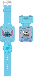 Kids Licensing Montre éducative Stitch avec 5 jeux (memory, morpion), apprentissage de l'heure, chronomètre, 10 fonds d'écran, LAS4163
