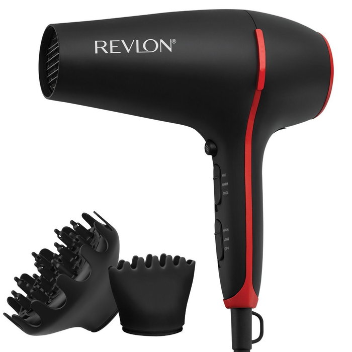 Revlon RVDR5317E Sèche-cheveux 2000W Smoothstay avec diffuseur volumateur et ioniseur d'air, 3 réglages chaleur/2 vitesses, traitement à l'huile de coco